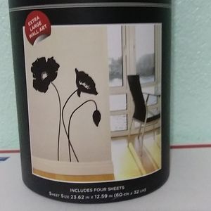Designer Black Poppy XL Wall Accents NIB
